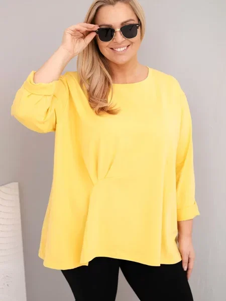 Bluză Kesi Włoski cu mâneci lungi lungă galben