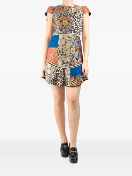 Rochie mini Alice + Olivia din jacard albastru