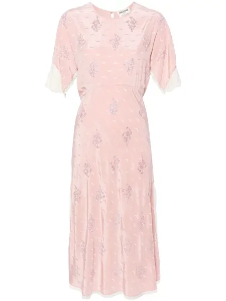Šilkinė midi suknelė Zadig&voltaire rožinė