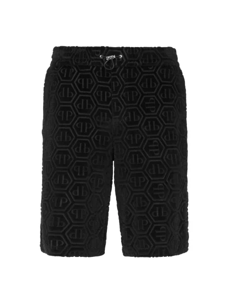 Krótkie szorty Philipp Plein żakardowe czarne