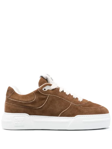Sneakerși Miu Miu din piele de căprioară maro