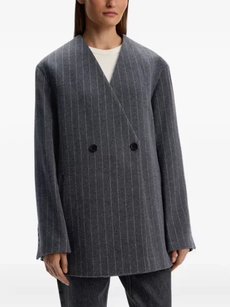 Płaszcz 12 Storeez w paski dwurzędowy szary