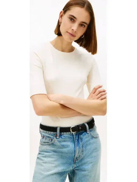 TOMMY HILFIGER Tricou lână alb