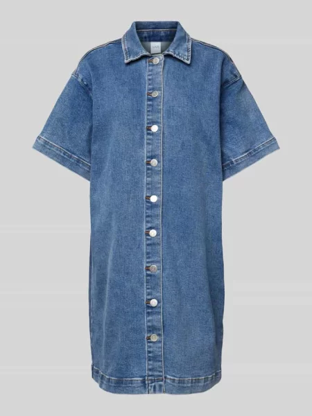 Sukienka jeansowa o długości do kolan z listwą guzikową na całej długości model ‘ELSA’ Y.a.s niebieska