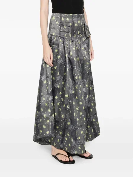 Spódnica maxi Ganni w kwiatki szara