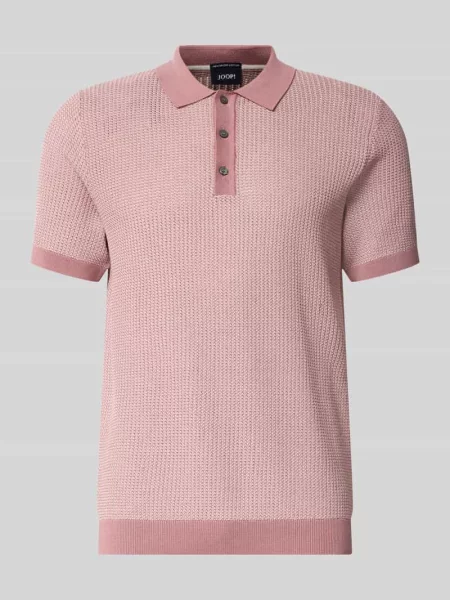 Koszulka polo o kroju slim fit z fakturowanym wzorem model Brianoro' Joop! Collection różowa