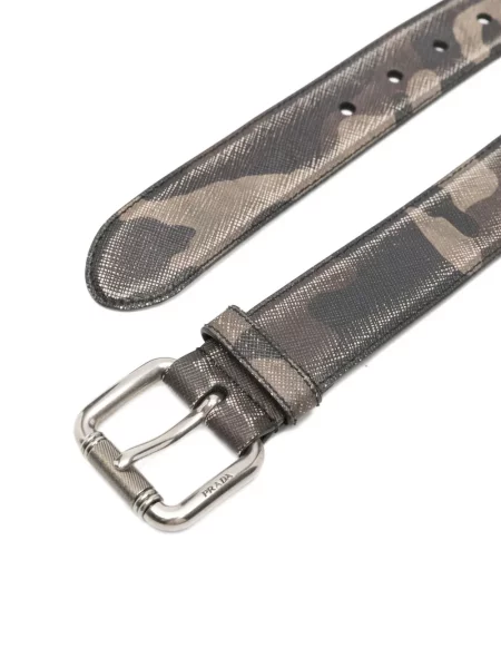 Cu centură curea Prada cu cataramă cu model camuflaj maro