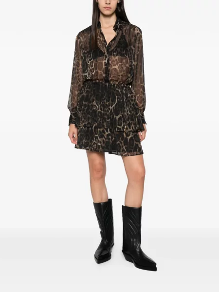Rochie mini Just Cavalli cu imagine cu model leopard maro