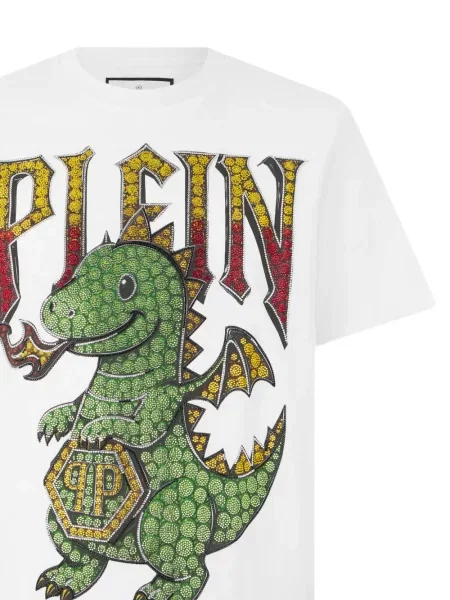 Tricou Philipp Plein cu strasuri alb