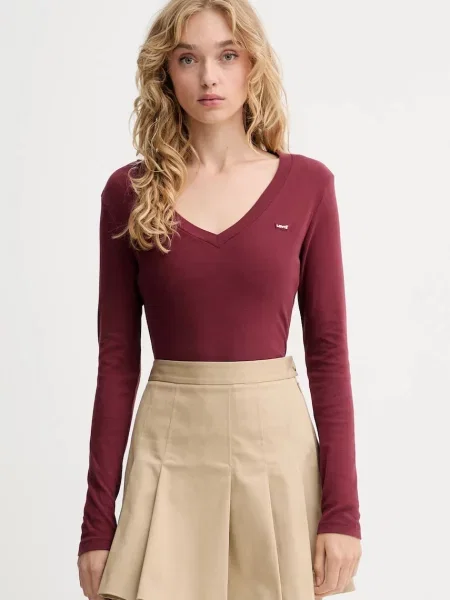 Majica z dolgimi rokavi Levi's bordo