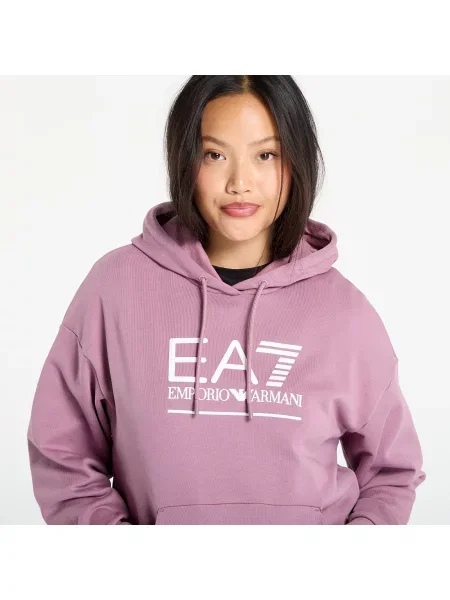 Суичър с качулка Ea7 Emporio Armani с качулка с апликация розово