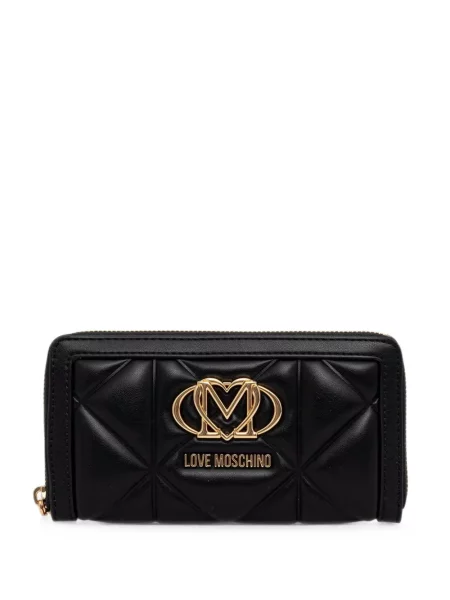 Matlasat portofel Love Moschino cu autograf negru