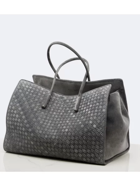 Shopper torbica Bottega Veneta iz semiša siva