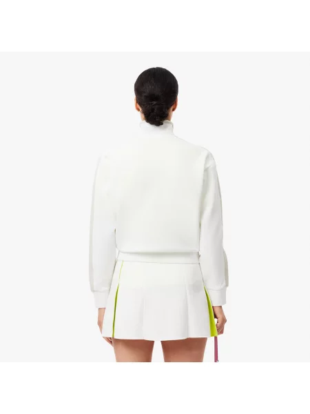 Lacoste Relaxed Fit Bluza Z Pół-Zamkiem I Blokami Kolorów biała