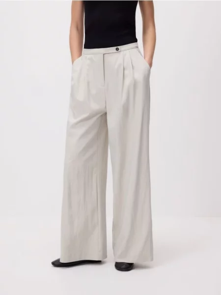 Reserved Широкі штани світло-сірий сірі