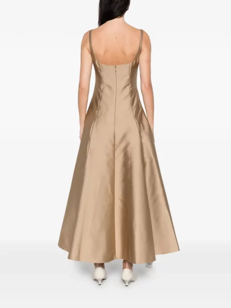 Rochie maxi Roland Mouret plisată de costum auriu