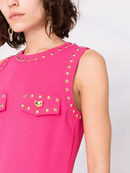 Ursuleț de pluș rochie Moschino fără mâneci roz