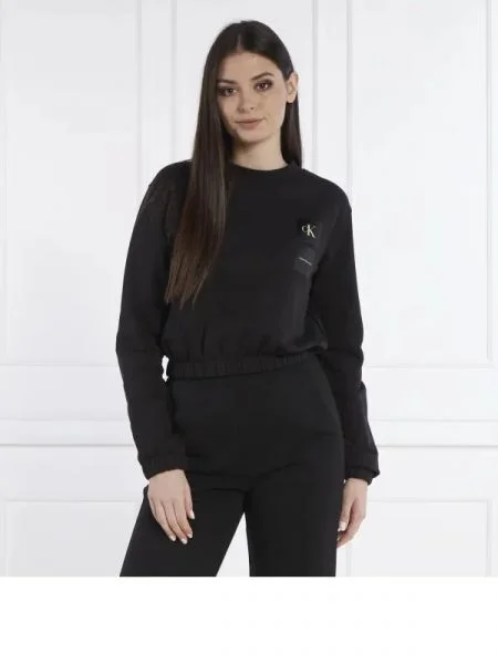 CALVIN KLEIN JEANS Hanorac SATIN BOXES | Cropped Fit negru