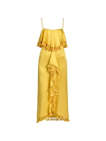Rochie midi Cinq A Sept cu volane galben