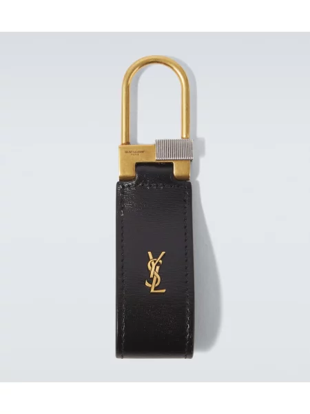 Кожаный пръстен Saint Laurent черно