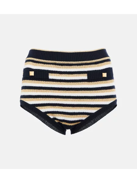 Pantaloni scurți Valentino de lână cu dungi