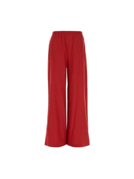 Lniane spodnie Max Mara czerwone
