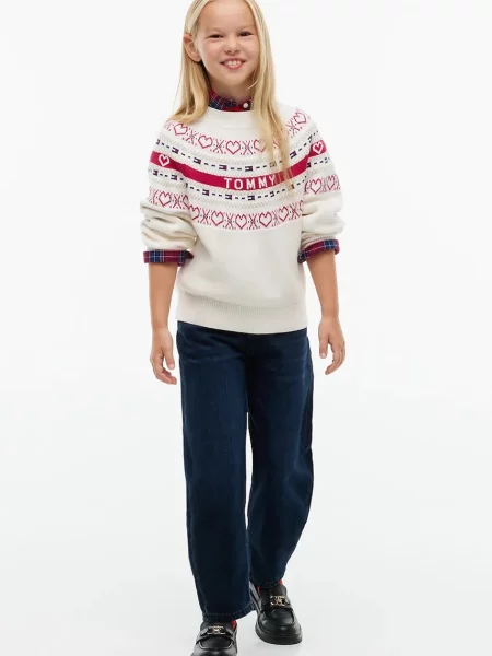 Tommy Hilfiger пуловер за деца от бежово