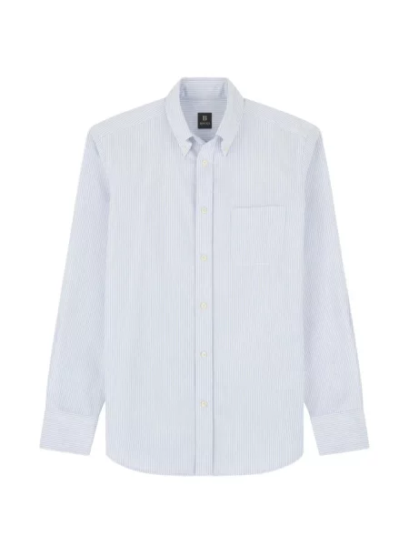 Cămașă Boggi Milano cu dungi din țesătură twill albastru