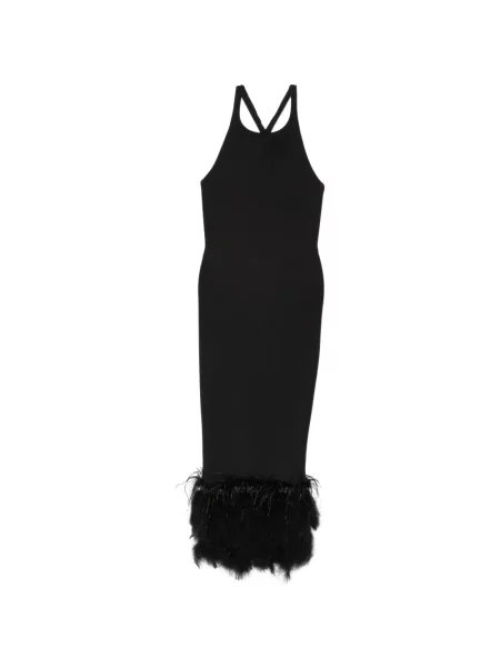 Rochie Vestiaire D'un Oiseau Libre cu pene cu bretele negru