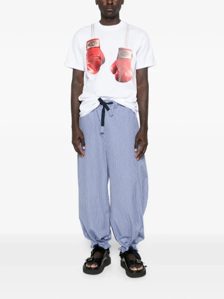 Pantaloni Sacai cu dungi albastru