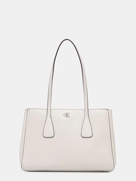 Calvin Klein kabelka typu shopper dámska z imitácie kože biela