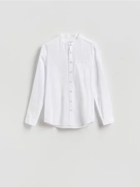 Reserved Приталена сорочка з льону білий