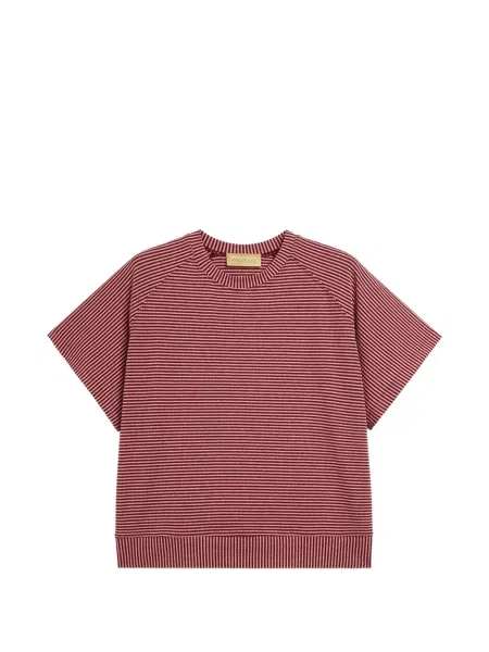 Tricou Momoni cu dungi din jerseu roșu