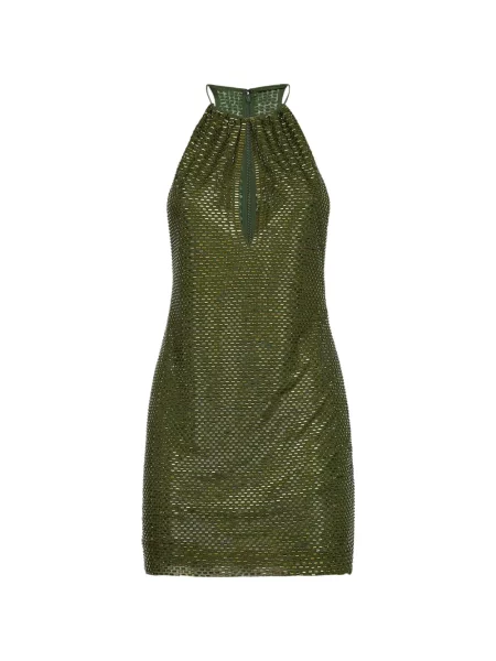 Stras rochie Self-portrait din tul de costum verde