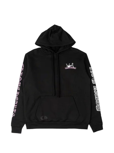Hanorac cu glugă Chrome Hearts cu motiv cu inimi negru