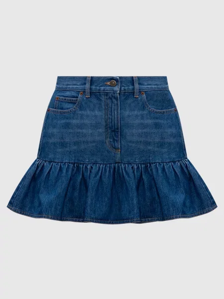 Джинсова спідниця міні з патчем логотипа Valentino синя