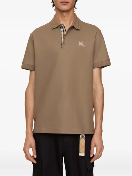 Поло тениска Burberry бродирана кафяво
