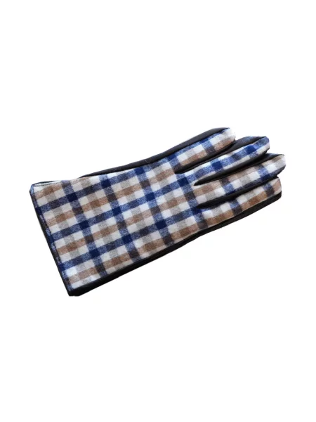 Rękawiczki Aquascutum wełniane w kratę brązowe