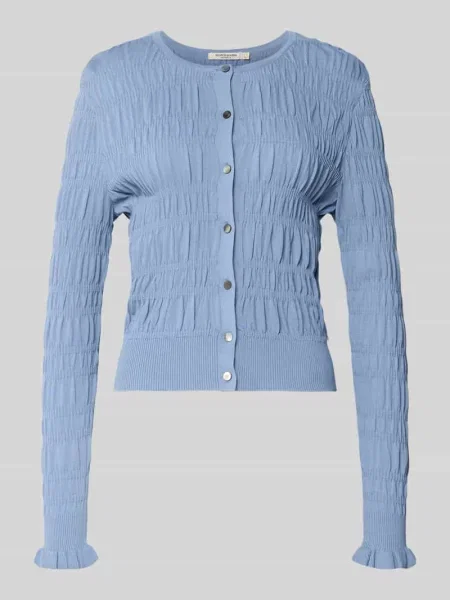 Kardigan z marszczonymi detalami i okrągłym dekoltem Scotch & Soda błękitny