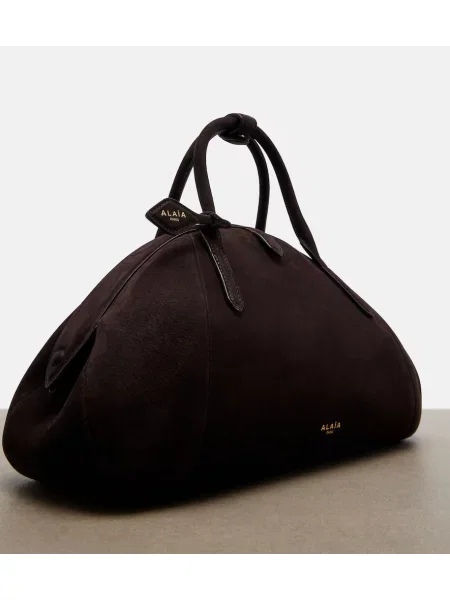 Top Alaïa din piele de căprioară maro