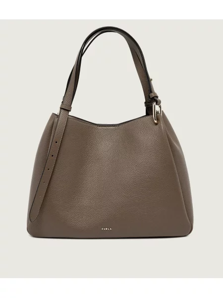 Furla Bőr shopper táska FURLA NUVOLA L szürke