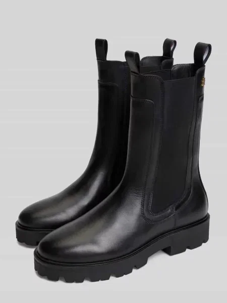 Tommy Hilfiger sztyblety skórzane TH STUD LEATHER HIGH CHELSEA czarne