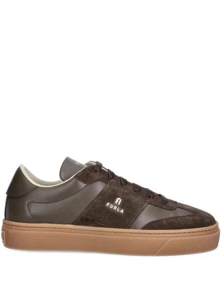 Sneakerși Furla din piele de căprioară maro