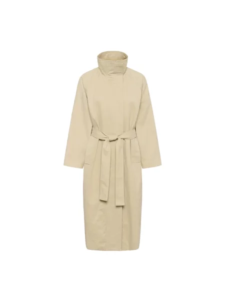 Trencz My Essential Wardrobe skórzany beżowy