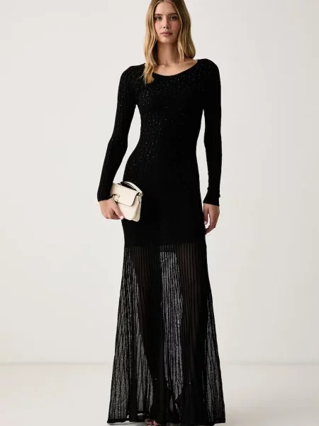 Guess rochie sirenă cu vâscoză PERILLA negru