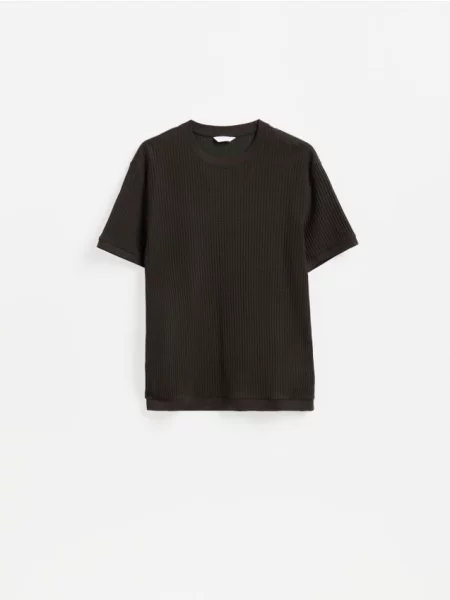 Reserved Tricou regular fit din structurat verde-oliv verde
