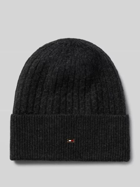 Czapka z dodatkiem bawełny Tommy Hilfiger czarna