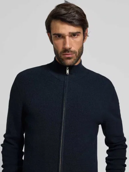 Kurtka z dzianiny o kroju slim fit ze stójką model ‘Alagoon’ Matinique granatowa