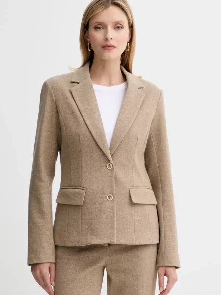 Піджак з домішкою вовни Fracomina однобортний однотонний бежевий