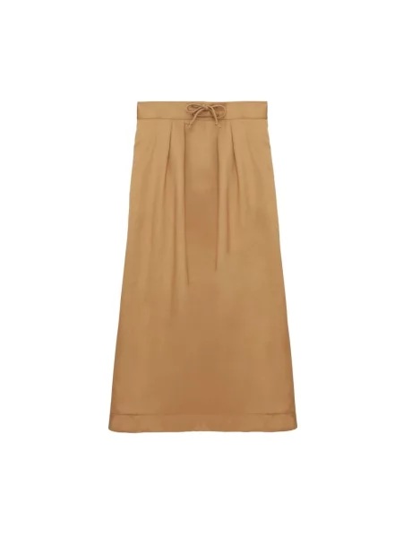 Lniana spódnica plisowana Ines De La Fressange Paris brązowa